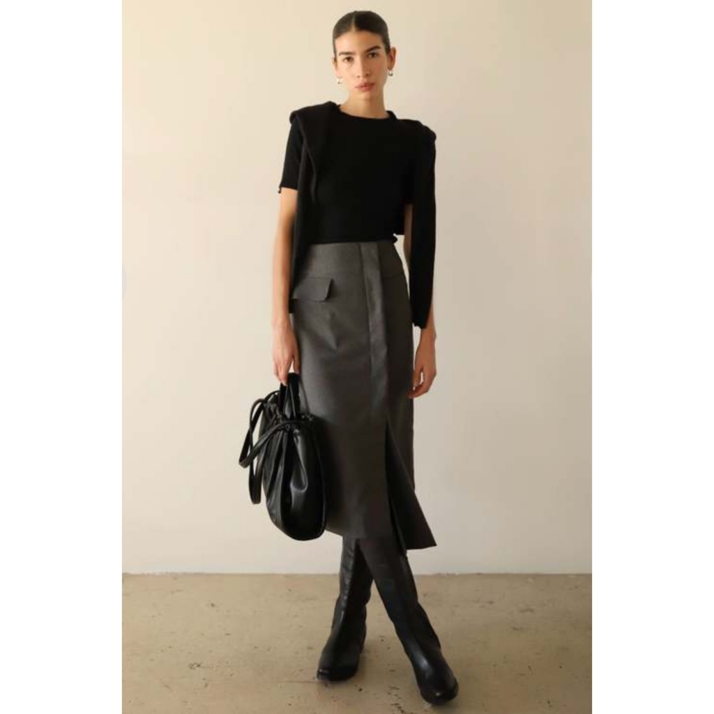 Moon River Charcoal Midi Skirt